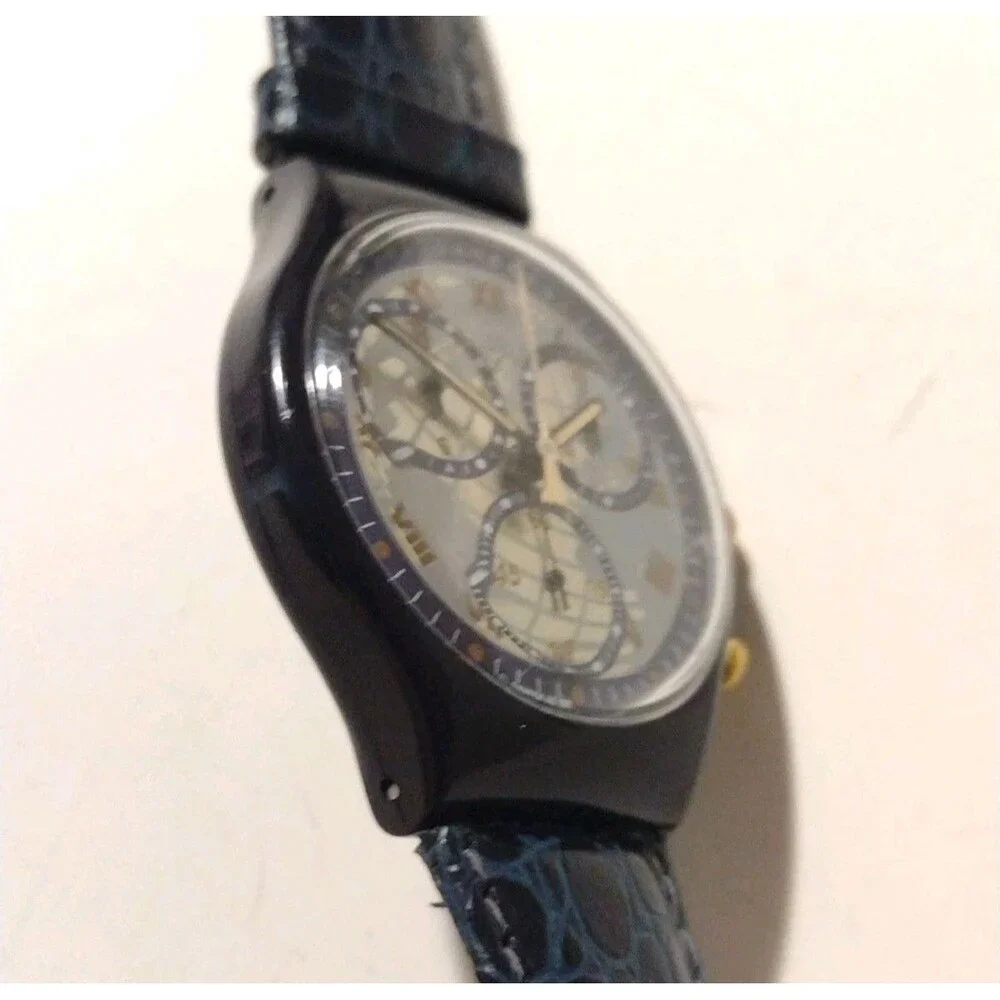 Vintage 1991 Swatch Chronograph Chrono Watch SCN104 Timeless Zone World Map